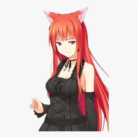 Clip Black And White Library Cute Nekos For All Girls Red Hair Anime
