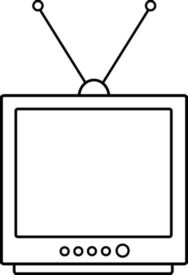 Simple Television Lineart Free Clip Art