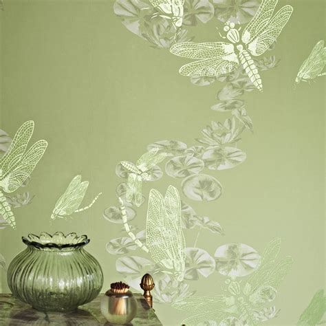Dragonfly Wallpaper Ukgreenwallpaperillustrationroomplant 381839