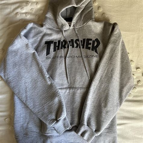 Grey Thrasher Hoodie Super Soft And Comfortable Depop