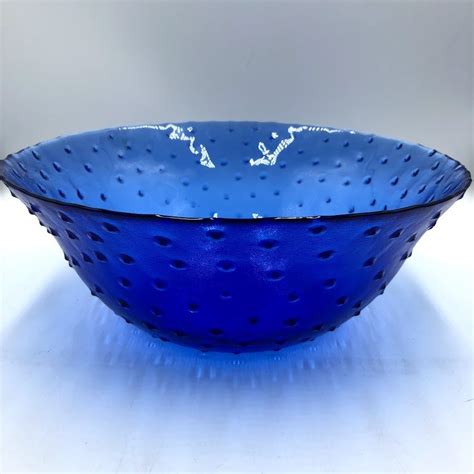 Cobalt Blue Glass Decorative Large Centerpiece Fruit Bowl With Etsy