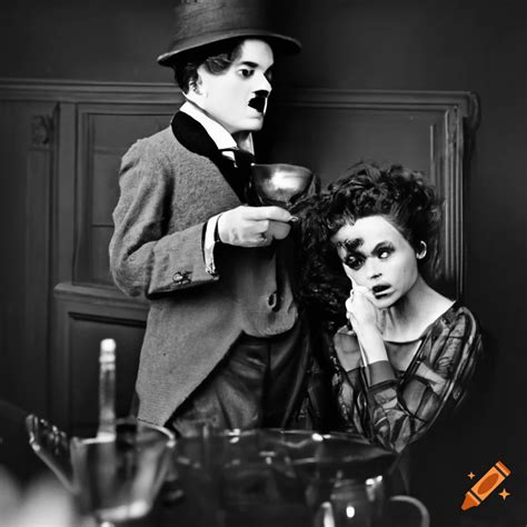 Charlie Chaplin And Helena Bonham Carter Enjoying Cocktails
