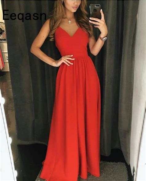 Buy Sexy Red Satin Evening Dresses Backless Prom