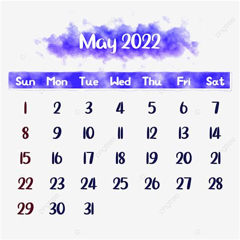 Gambar Kalender Mei 2022 Cat Air Ungu Kalender Kalender 2022 Mei