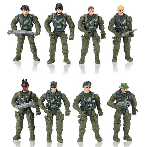 Hautton Soldier Action Figures Toy 8 Army Men With Weapons Accessories