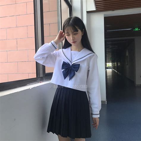 Korean Japanese High School Student Uniform Women Girls Jk Suit White