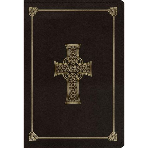 Esv Large Print Compact Bible Trutone Charcoal Celtic Cross Design