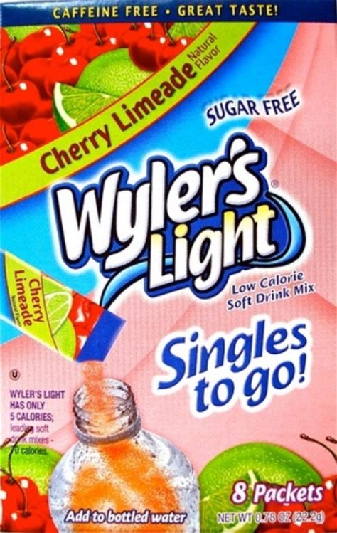 Wylers Light Soft Drink Mix Cherry Limeade Singles To Go 8 Packets