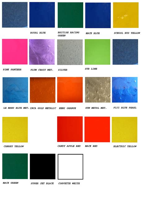 We have hundreds of custom paint colors available. automotive paint color charts 2017 - Grasscloth Wallpaper