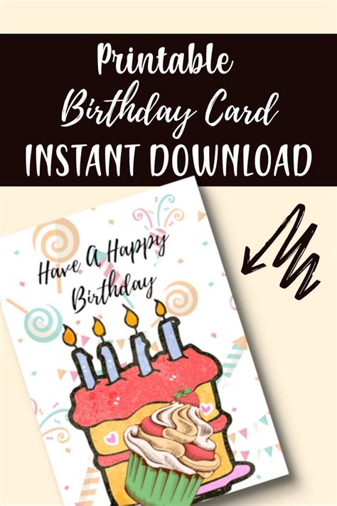 A Birthday Card With The Words Printable Birthday Card Instant Download