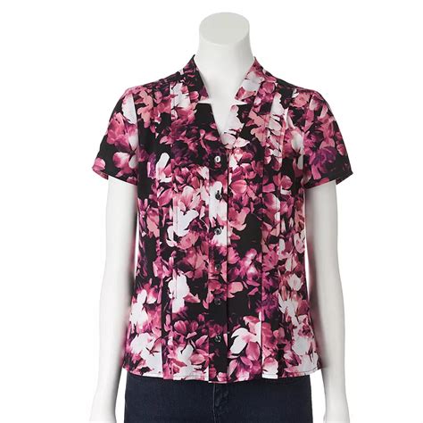 Petite Croft And Barrow Floral Pleated Blouse