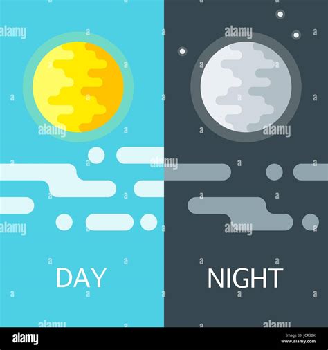 Day And Night Vector Illustrations Or Banners Sun And Moon Time Of