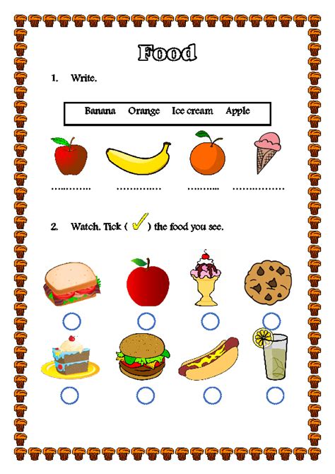 Free esl resources for kids including flashcards, handwriting worksheets, classroom games and children's song lyrics. Movie Worksheet: Food