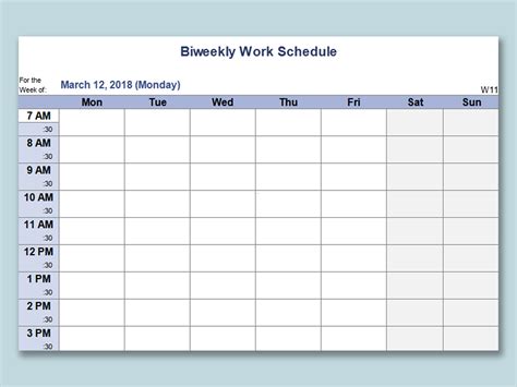 Week Work Schedule Template For Your Needs