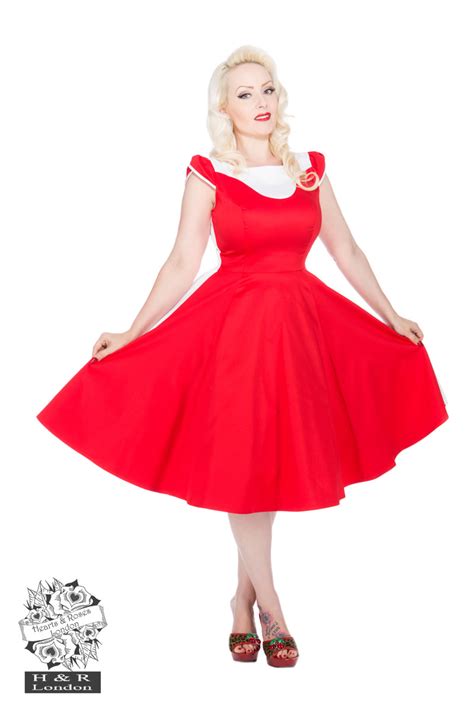 Pageant Red White Penny Dress In Red Hearts And Roses London