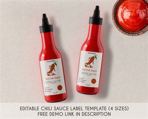 Editable Hot Chili Sauce Bottle Label Template Modern Homemade Hot Chili Sauce Jar Label