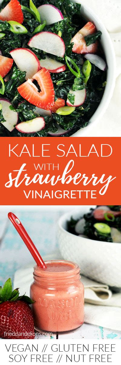 Kale Salad With Strawberry Vinaigrette — Fried Dandelions — Plant Based