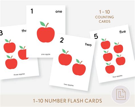 Apples Counting Flash Cards Numbers 1 10 Lela Paper