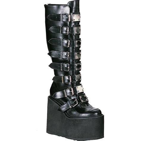 Demonia 5 12 Inch Platform Boots Trendy Knee High Boots Gothic Boots Black Boots Metal