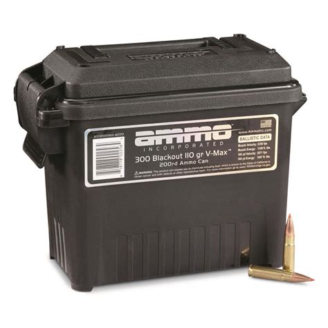 Ammo Inc 300 Aac Blackout V Max 110 Grain 200 Rds With Ammo Can