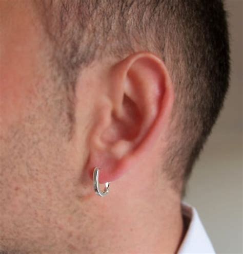 Single Mens Hoop Earring Sterling Silver Earring For Men Etsy