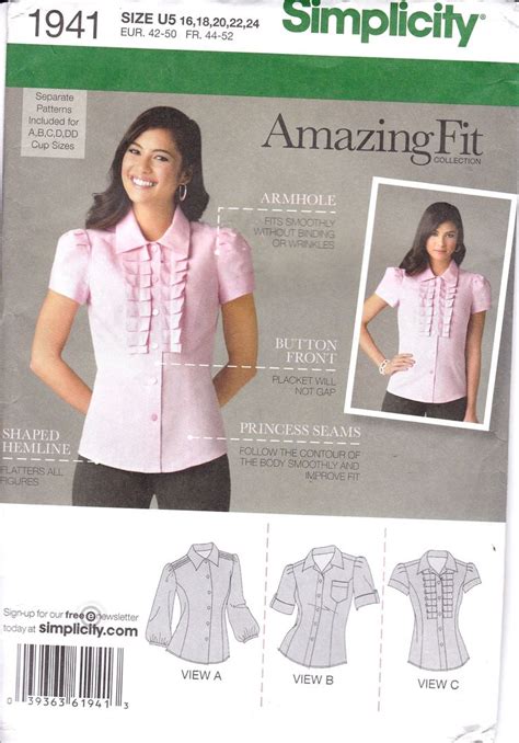 amazing fit blouse with sleeve variationspleated ruffle etsy canada simplicity sewing