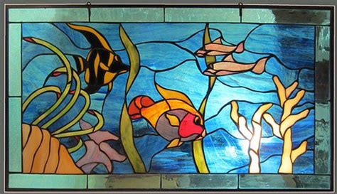 Undersea Life 26 W X 14 H Glass Painting Patterns Stained Glass Windows Stained Glass