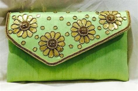 Green Embroidered Gotta Patti Raw Silk Clutches At Rs 550 In Ghaziabad