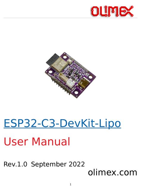 Olimex Esp32 C3 Devkit Lipo User Manual Pdf Download Manualslib