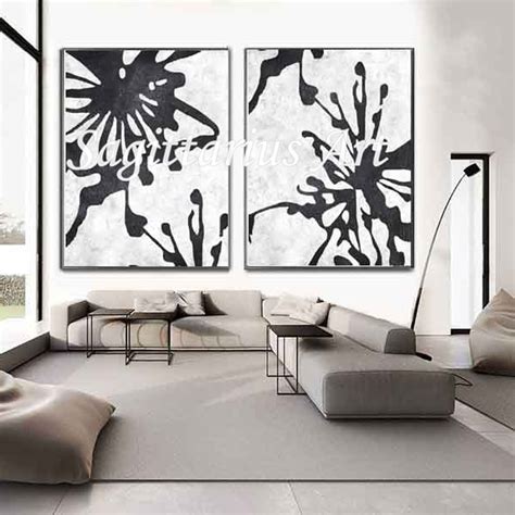 Hand Made Contemporary Abstract Modern Oil Paintings Canvas Black And
