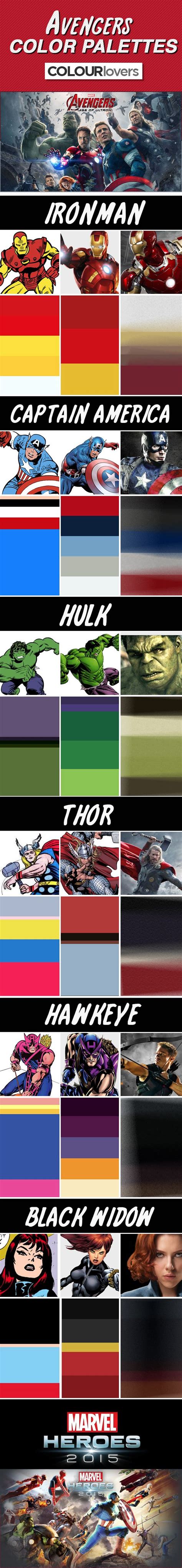 Web Blog Marvels Avengers 2 Character Color Palettes Infographic