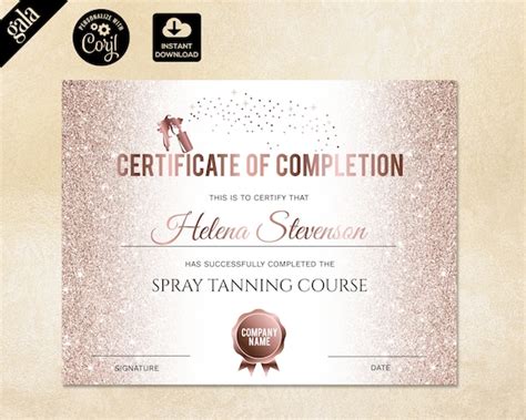 Rose Gold Certificate Of Completion Template Lashes Certificate