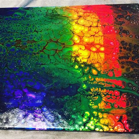 Rainbow Acrylic Pour Paintingfluid Art Etsy