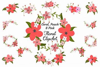 Clipart Peach Coral Flowers Sublimation Flower Designbundles
