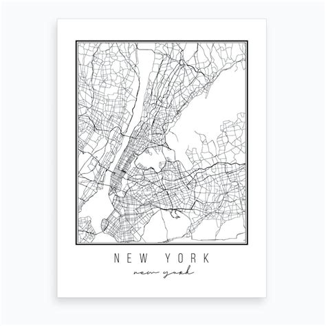 New York New York Street Map Art Print By Typologie Paper Co Fy