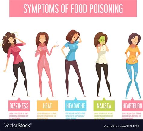 Therefore, to protect others, it is crucial to cover sores or. Food poisoning woman symptoms an infographic vector image ...