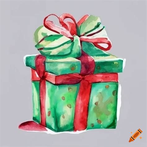 Watercolor Illustration Of Christmas Presents