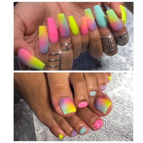 37 Rainbow Acrylic Nails Design To Try This Season Sohotamess Long