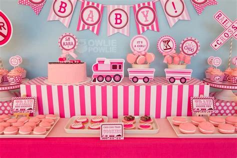 Pink Train Baby Shower Party Printable Package And Invitation Etsy In