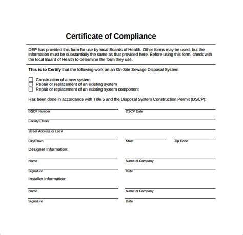 13 Certificate Of Compliance Samples Sample Templates