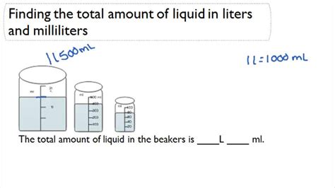 Finding The Total Amount Of Liquid In Liters And Milliliters Video