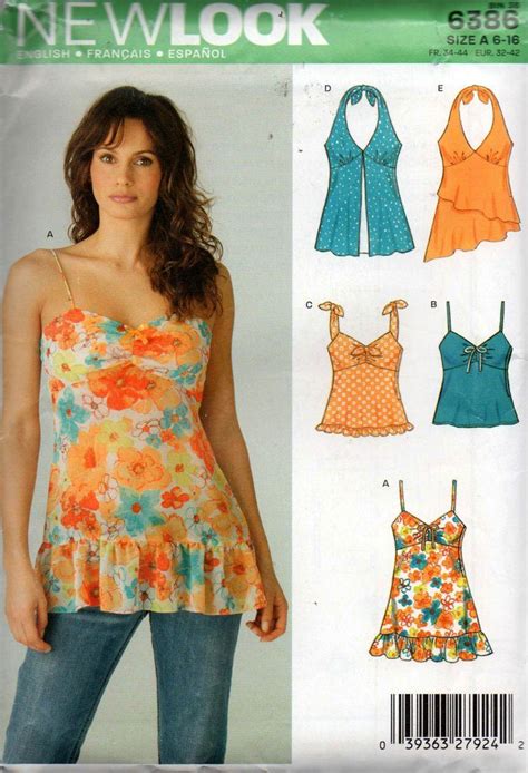 New Look 6386 Womens Summer Tops Oop 90s Sewing Pattern Sizes 6 16