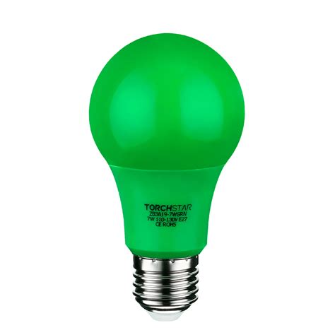 Torchstar Led A19 Green Bulbs 7w E26e27 Base Colored Light Bulb For