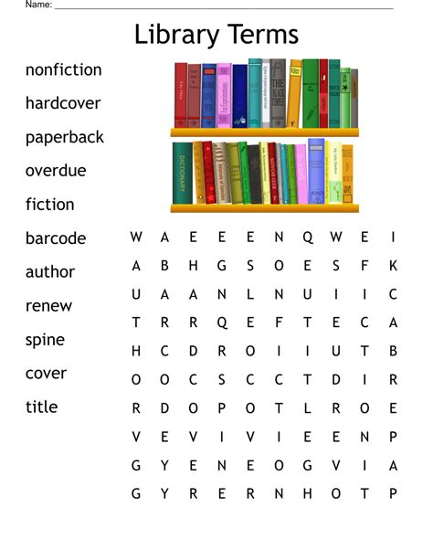 Library Word Search Printable