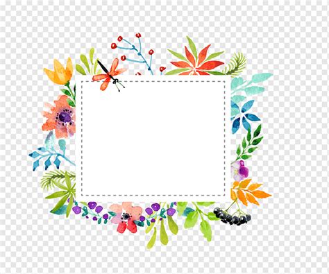 Watercolor Flowers Border Material Rectangular Multicolored Floral