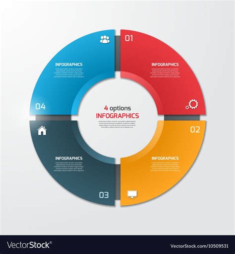 Pie Chart Circle Infographic Template With 4 Options Business Concept