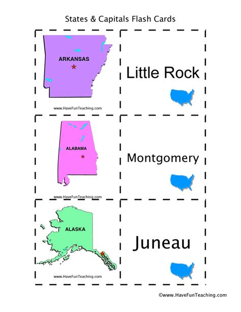 Us States And Capitals Flash Cards Have Fun Teaching