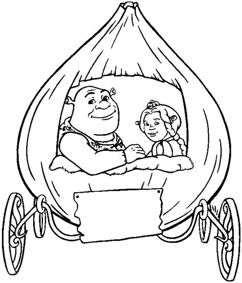 Coloring Fiona And Shrek In A Carosse Picture