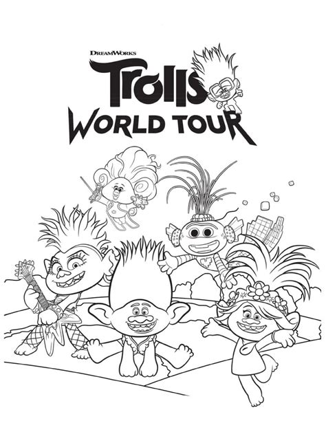 Disegni Da Colorare Trolls Tour Mondiale World Tour Stampa Gratis