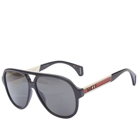 gucci sport aviator sunglasses black white and grey end